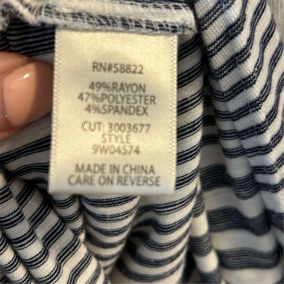 Max Studio Women's 3X Striped Knot Tie Blouse Multicolor Short Sleeve - Picture 8 of 9